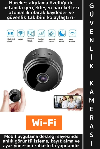 Premium Mobil Uygulamalı Gece Görüşü Bebek Çocuk Odası Ev Ofis Şık HD Wi-Fi Mini Güvenlik Kamerası ürün görseli 1