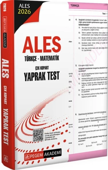 2026 ALES Türkçe Matematik Çek Kopart Yaprak Test Pegem Yayınları ürün görseli 1