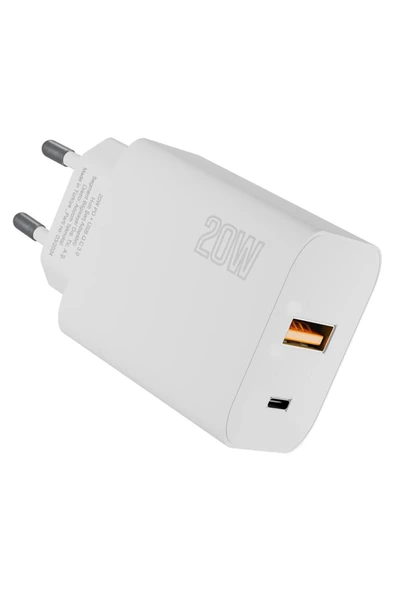 Hytech Hy-Xe46 Type Usb-C 20W Pd +Usb Qc 3.0 Hızlı Ev Şarj Adaptörü ürün görseli 1