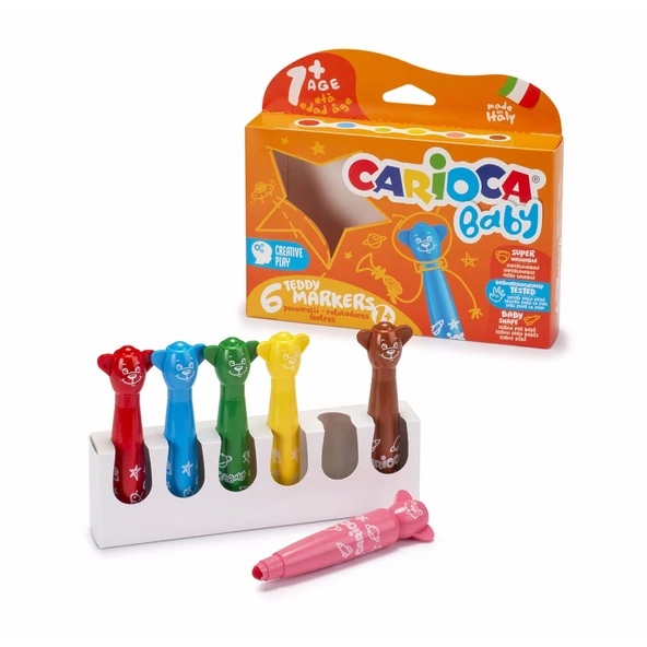 Carioca Keçeli Boya Kalemi Teddy Jumbo Bebek 6 LI 42815 ürün görseli 1