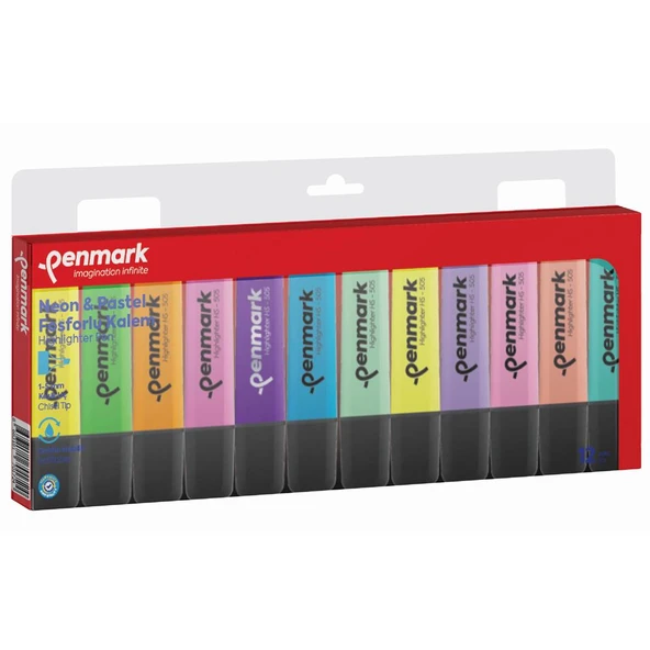 Penmark Fosforlu Kalem 12 Li Karışık Renk 6 Pastel+ 6 Neon ürün görseli 1