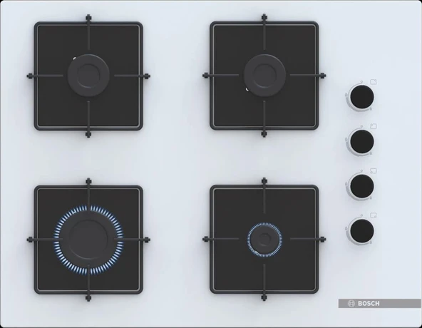 Bosch POP7C2P31O Gazlı Ocak 67 cm Sert Cam Beyaz Serie 4 ürün görseli 1