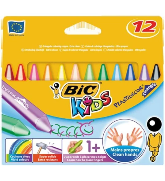 Bic Pastel Boya Plastidecor Karton Kutu Üçgen 12 Lİ 829773 ürün görseli 1