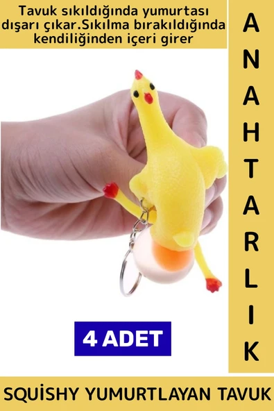 Eğlenceli Hediyelik Komik Stres Giderici Duyusal Uyarıcı Squishy Yumurtlayan Tavuk Anahtarlık 4 Adet ürün görseli 1
