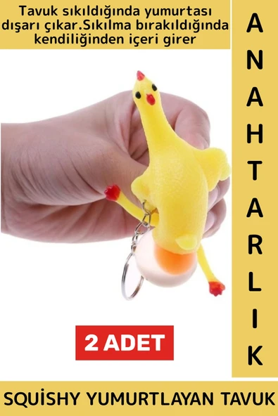 Eğlenceli Hediyelik Komik Stres Giderici Duyusal Uyarıcı Squishy Yumurtlayan Tavuk Anahtarlık 2 Adet ürün görseli 1
