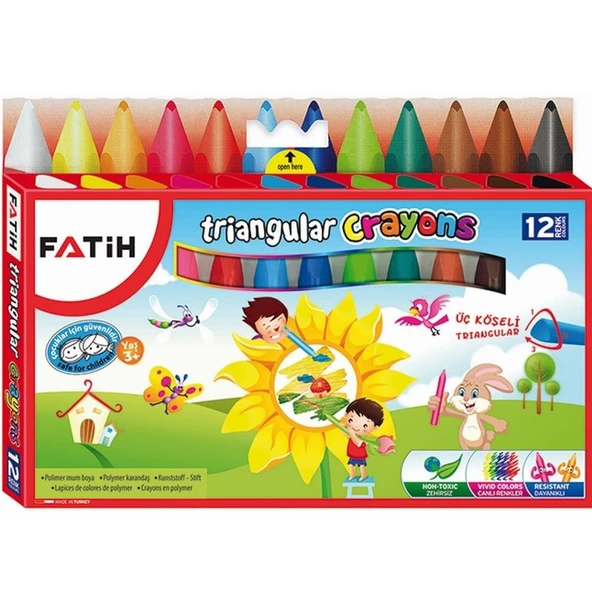 Fatih Mum Pastel Boya Triangular Üçgen Crayons 12 Renk 50290 ürün görseli 1