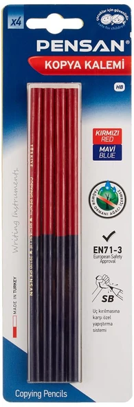 Pensan Kopya Kalemi Kırmızı Mavi Blisterli 4 LÜ ürün görseli 1