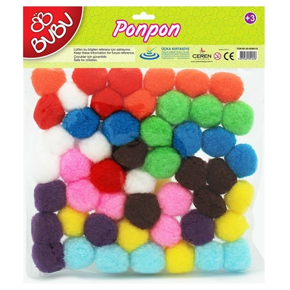 Bu-Bu Pon Pon 3 CM 50 Lİ Karma Bu-Bu00110 ürün görseli 1