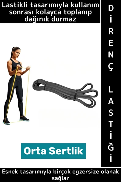 Premium Fitness Squat Pilates Jimnastik Spor Aerobik Egzersiz Hafif Orta Sertlik Direnç Lastiği ürün görseli 1