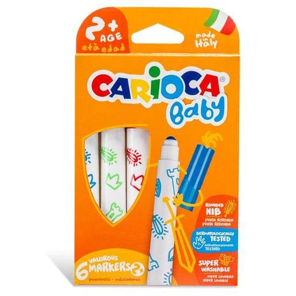 Carioca Keçeli Boya Kalemi Jumbo Bebek Süper Yıkanabilir 6 LI 42813 ürün görseli 1