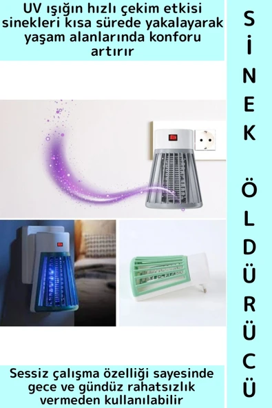 Kompakt Sessiz 1 W Ev Ofis Yatak Odası Prize Takılan UV Işık Böcek Haşere Sivri Sinek Öldürücü Lamba ürün görseli 1