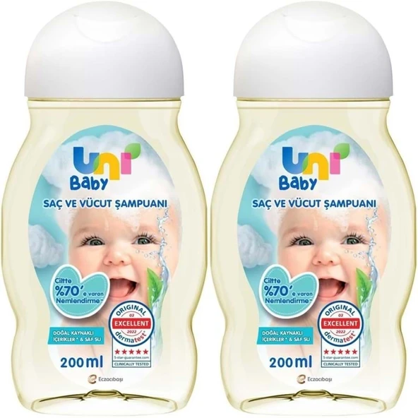 Uni Baby Bebek Saç ve Vücut Şampuanı 200ML Klasik (2 Li Set) ürün görseli 1