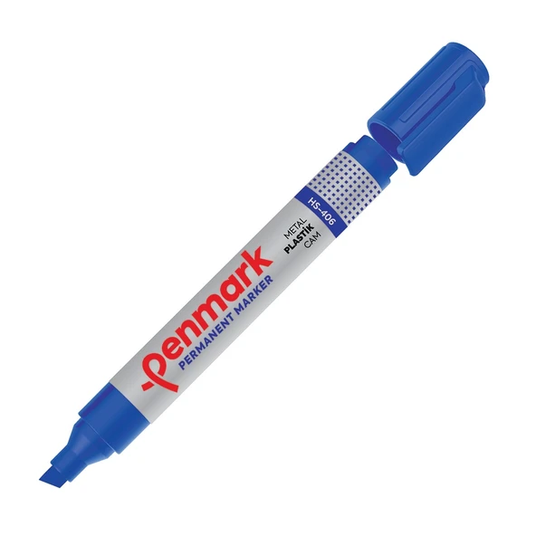 Penmark Markör Permanent Kesik Uç Mavi HS-406 ürün görseli 1