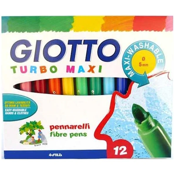 Giotto Keçeli Boya Kalemi Jumbo Turbo Maxi 12 Renk 454000 ürün görseli 1