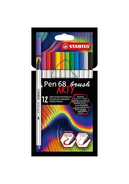 Stabilo Keçe Uçlu Boya Kalemi Pen 68 Brush Arty 12 Renk ürün görseli 1