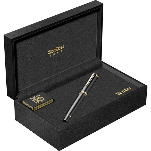 SCRIKSS FORTUNE ROLLER KALEM MAT SIYAH ALTIN - Resim 2