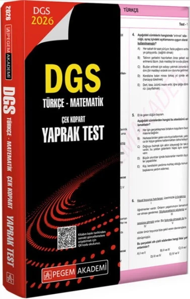 2026 DGS Türkçe Matematik Çek Kopart Yaprak Test Pegem Yayınları ürün görseli 1