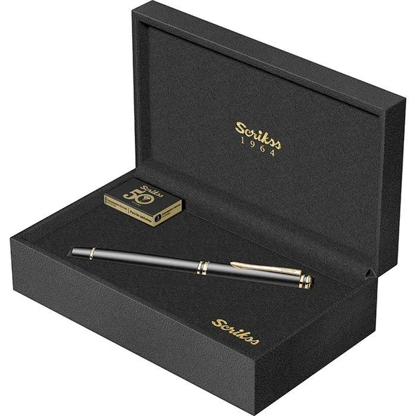 SCRIKSS FORTUNE ROLLER KALEM MAT SIYAH ALTIN - Resim 3