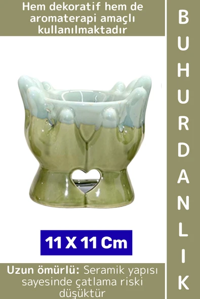 Dekoratif Hediye Aromaterapi Meditasyon Tütsülük Çok Şık Seramik El Tasarımlı Buhurdanlık 11 X 11 Cm ürün görseli 1