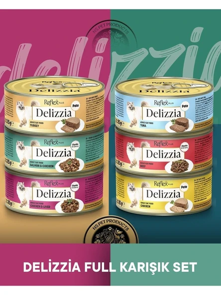 Reflex Plus Delizzia Karışık Yetişkin Kedi Maması Seti 6X85 Gram ürün görseli 1