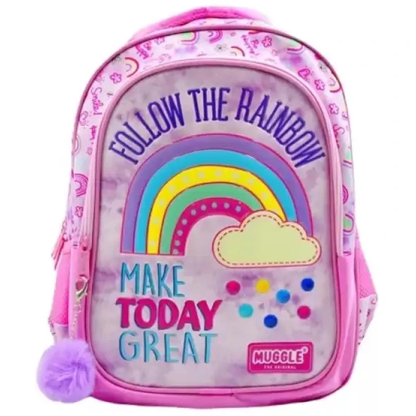 Muggle Okul Çantası Soft Rainbow Pembe Mu-6696 ürün görseli 1