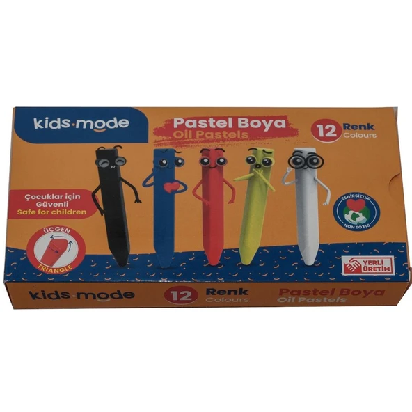 Kidsmode Yağlı Pastel Boya Üçgen 12 Renk ürün görseli 1