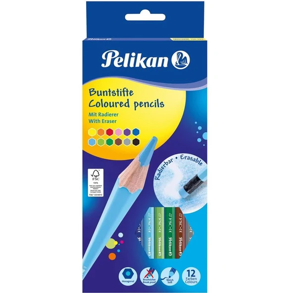 Pelikan Kuru Boya Kalemi Silgili 12 Li 700689 ürün görseli 1