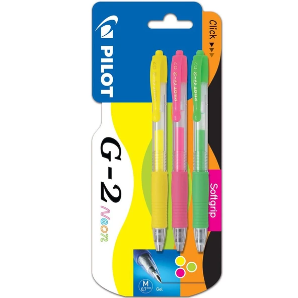 Pilot Roller Kalem Jel Mürekkepli 0.7 MM 3 Lü Neon S/P/Y G2 ürün görseli 1