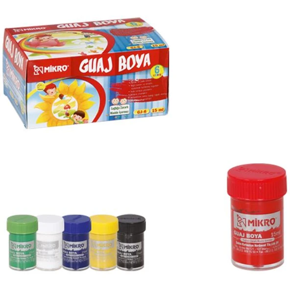 Mikro Guaj Boya Şişe 6 Renk 15 ML GJ-06 ürün görseli 1