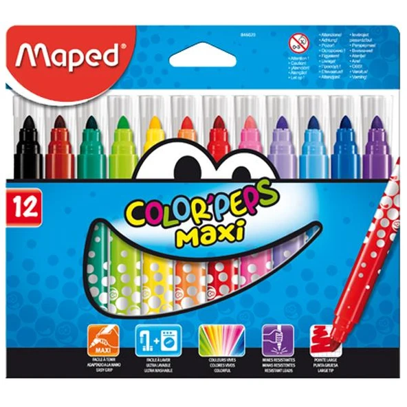 Maped Keçeli Boya Kalemi Maxi 12 Renk 846020 ürün görseli 1