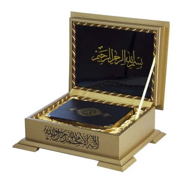 Ahşap Kutulu Kur'An(Çanta Boy Sarı Renk) (0263) ürün görseli 1