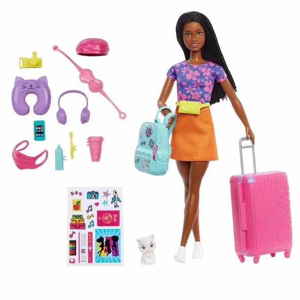 Barbie Brooklyn Seyahatte Bebeği Ve Aksesuarları HGX55 ürün görseli 1