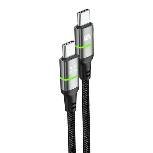 Xenon Smart Type C Hızlı Şarj Kablosu | Type-C to Type-C, 60W, 480 Mbps, 1.2m, PD, Örgü, Led Gösterge (X6421) ürün görseli 1