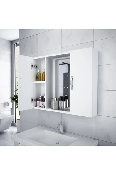 Alesta Life Aynalı Banyo Dolabı Beyaz ürün görseli 1