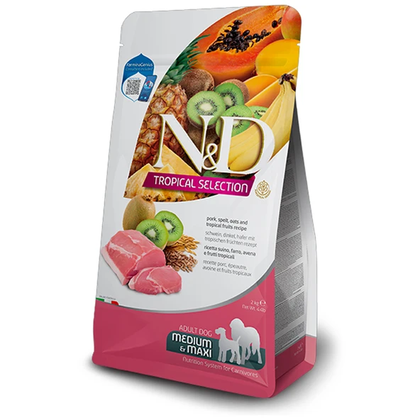 N&D Tropical Domuzlu Kivili Az Tahıllı Yetişkin Köpek Maması 2 Kg ürün görseli 1