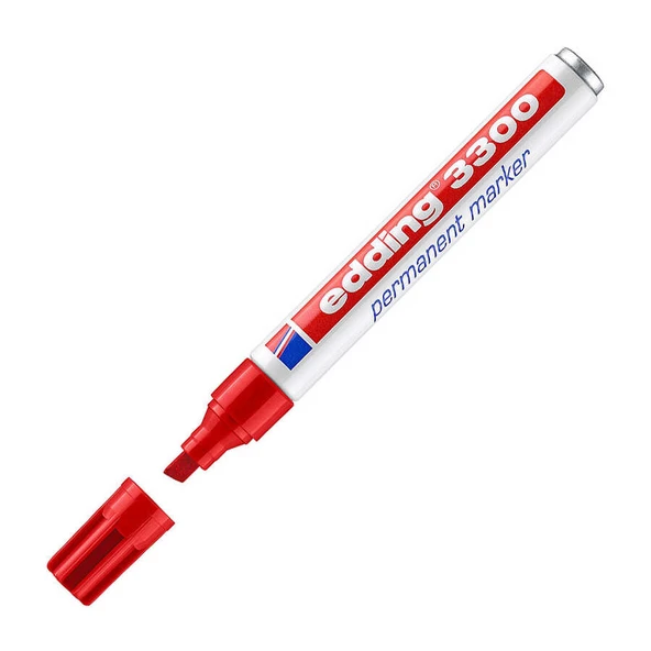 Edding 3300 Permanent Markör Kalem Kesik Uçlu 1-5 Mm Kırmızı ED330002 (10 Lu Paket) ürün görseli 1