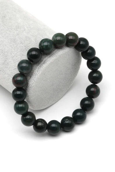 Kan Taşı Doğal Taş Bileklik 10 mm Küre Kesim - BLK-2198 ürün görseli 1