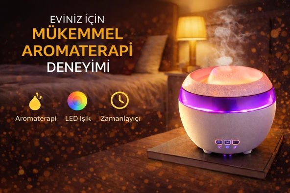 LED Işıklı Hava Nemlendirici ve Ultrasonik Aroma Difüzör  Sessiz Çalışma ve Zamanlayıcı ürün görseli 1