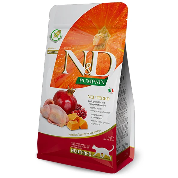 N&D Pumpkin Bıldırcınlı Narlı Kısır Kedi Maması 1,5 Kg ürün görseli 1