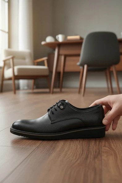 Enoch Erkek Siyah Hakiki Deri Klasik Ayakkabı Tam Perfore Detaylı Saya Ve Comfort Tabanlı Bağcıklı Model ürün görseli 1