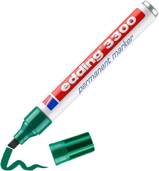 Edding 3300 Permanent Markör Kalem 1-5 Mm Kesik Uçlu Kalem Yeşil E-3300 (10 Lu Paket) ürün görseli 1