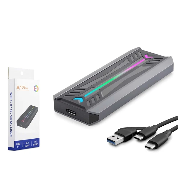 Hadron Hdx1775 Ssd Kutu Type-C3.1 + Usb3.0 Nvme M2 Chip Rtl9210 Siyah (Boş Kutu) ürün görseli 1