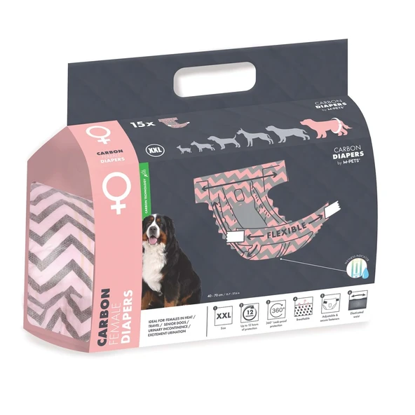 M-Pets Carbonlu Diapers Dişi Köpekler İçin Külot (XXL) 15Li ürün görseli 1