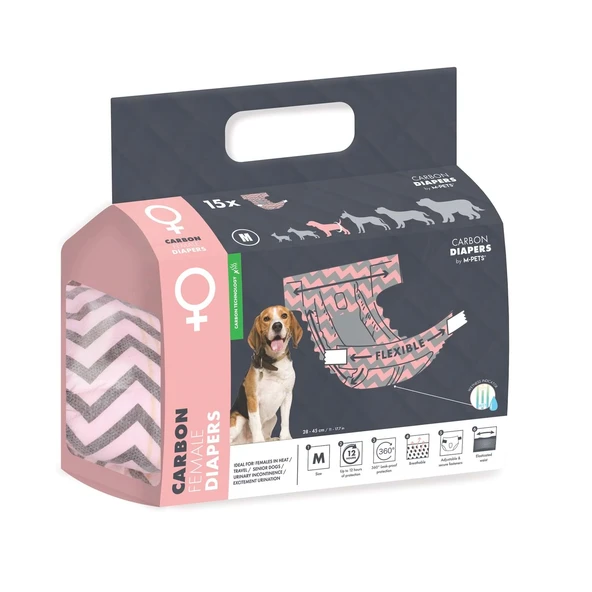 M-Pets Carbonlu Diapers Dişi Köpekler İçin Külot (M) 15Li ürün görseli 1