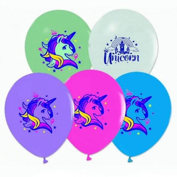 Balonevi Balon Unicorni Baskılı PasTeli 4+1 100 LÜ ürün görseli 1
