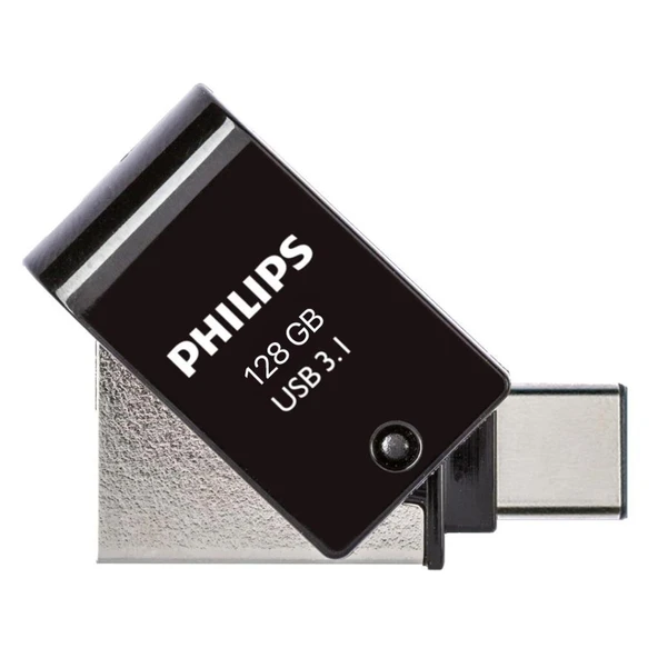 PHILIPS FM12DC152B/00 128GB SİYAH/GRİ 2 IN 1 TYPE-C/USB 3.1 METAL FLASH BELLEK ürün görseli 1