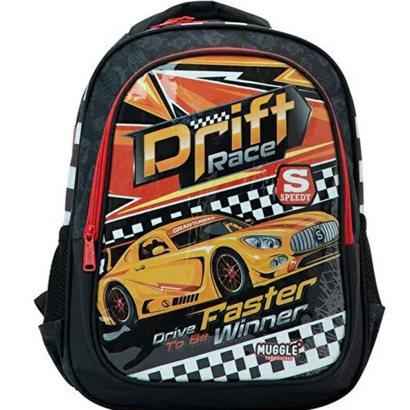 Muggle Okul Çantası Drift Car Siyah Mu-9475 ürün görseli 1