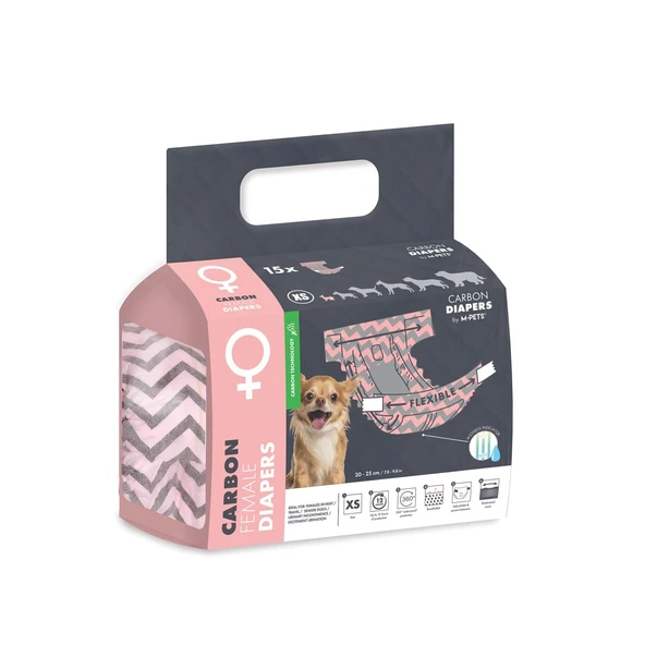 M-Pets Carbonlu Diapers Dişi Köpekler İçin Külot (XS) 15Li ürün görseli 1