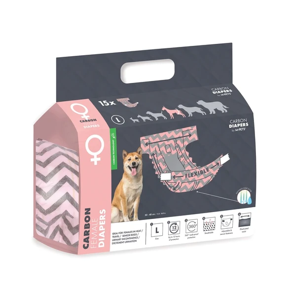 M-Pets Carbonlu Diapers Dişi Köpekler İçin Külot (L) 15Li ürün görseli 1