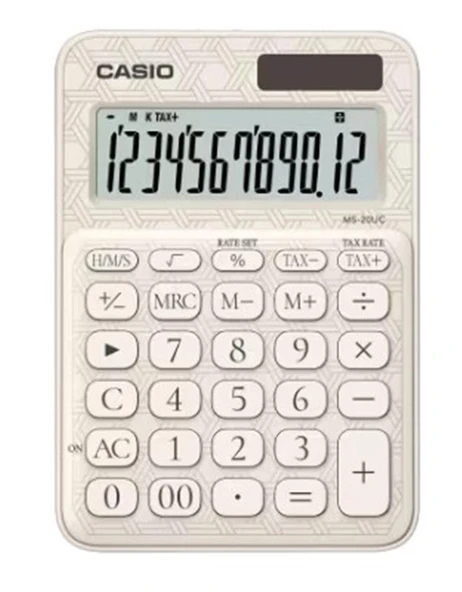 Casio MS-20UC-JWE 12 Hane Beyaz Desenli Masa Üstü Hesap Makinesi ürün görseli 1